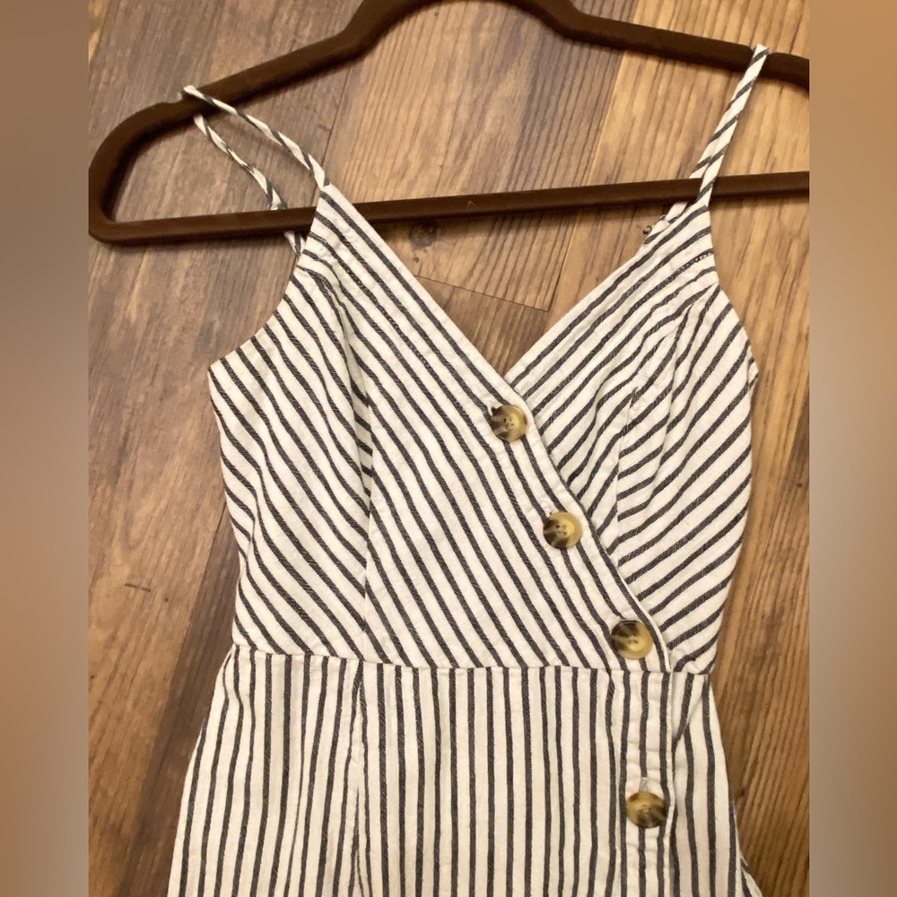 Abercrombie & Fitch Black and White Linen Blend Midi Sundress - Picture 4 of 13